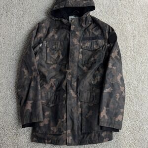 Levi's Coat Mens Large Brown Camo Hooded Parka Full Zip Insulated Lined